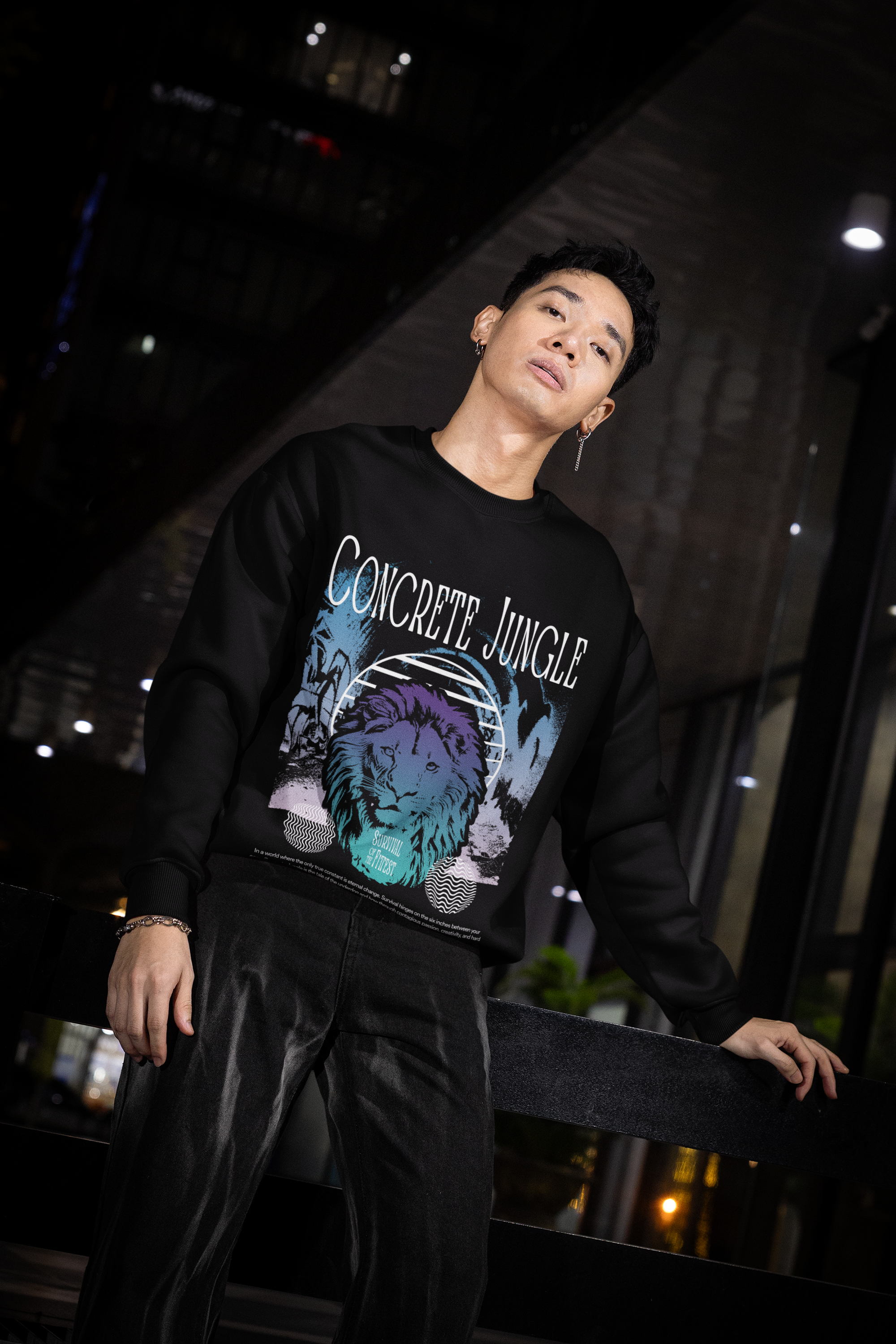 ‘Survival of the fittest’ Concrete Jungle Relax Crew Sweatshirt